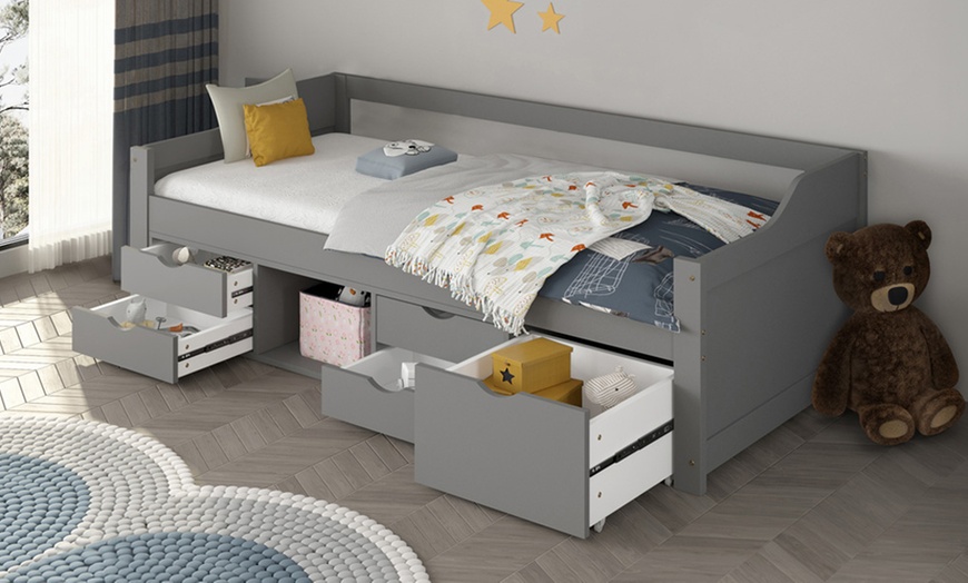 Image 1: Letto per bambini con cassetti e materasso Home Deluxe