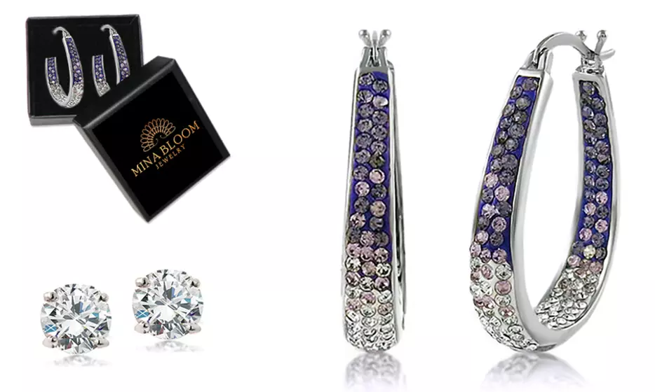 Inside Out Hoops With Free 2.00 CTTW Studs With Crystals From Swarovski 