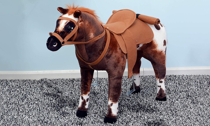 Image 3: Plush Sit-On Pony Toy