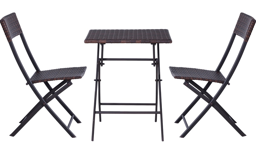 Image 12: Outsunny Rattan-Effect Bistro Set
