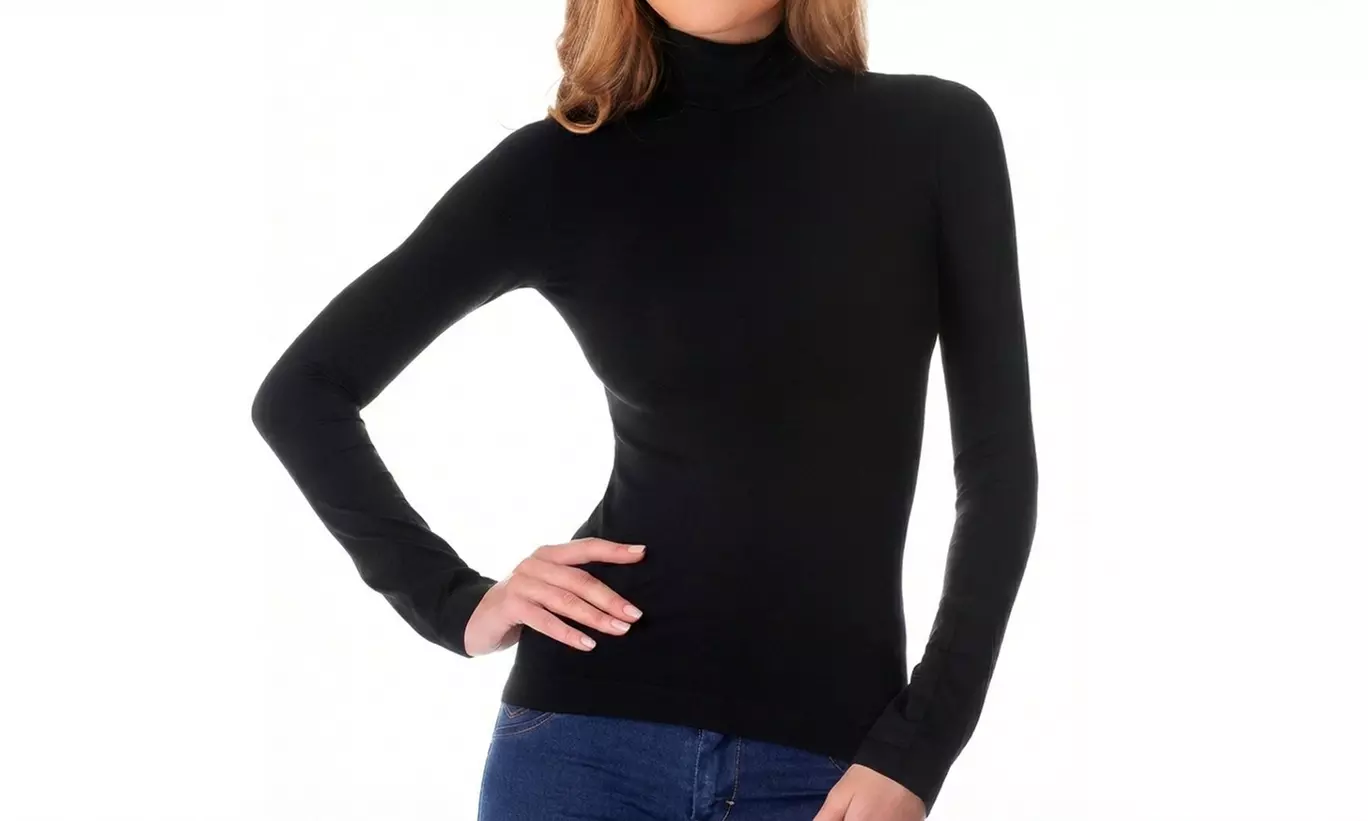 5er-Pack Damen-Thermounterhemd mit Fleece-Innenfutter & halbem Kragen