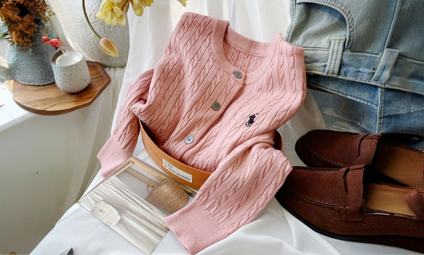 Image 11: Women’s Knitted Button-Down Cardigan Sweater