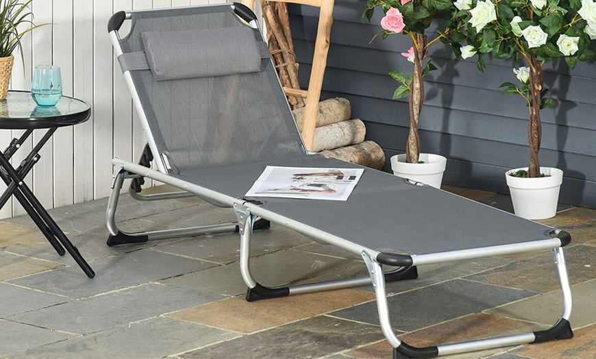 Image 1: Outsunny Foldable Sun Lounger selection