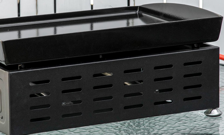 Image 4: Outsunny Tabletop Gas Plancha Grill with Two Stainless Steel Burner