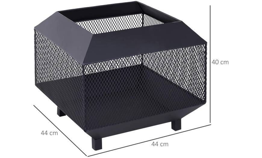 Image 18: Outsunny Square-Shaped Fire Pit Table with Optional Grill Shelf
