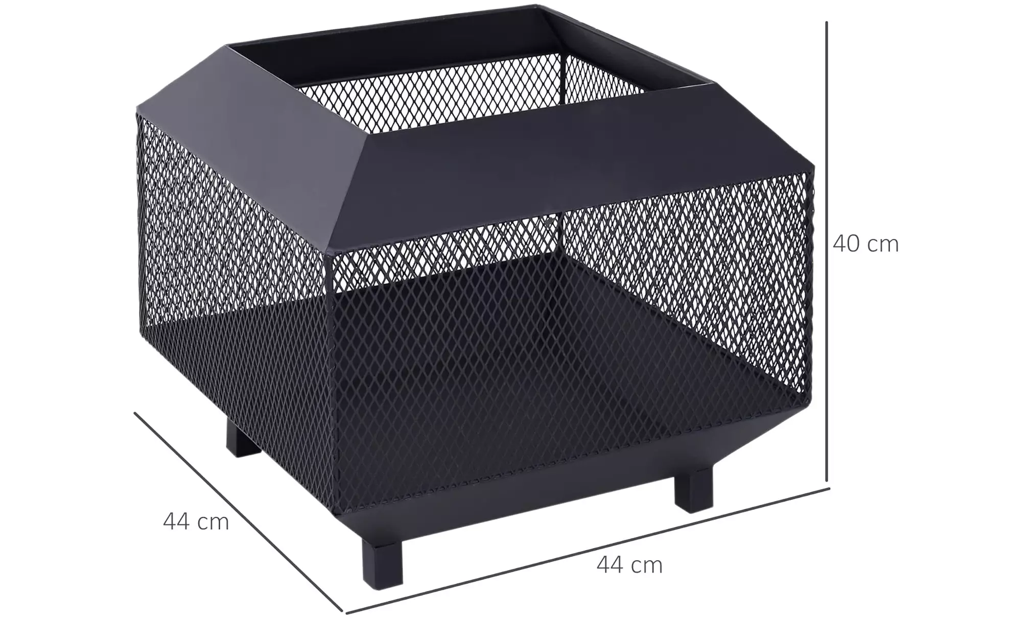 Outsunny Square-Shaped Fire Pit Table with Optional Grill Shelf