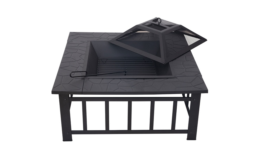 Image 3: Hortus Outdoor Square Black Metal Fire Pit