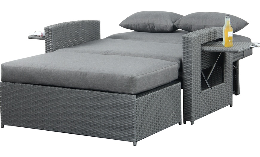 Image 4: Oasis Two-Seater Rattan Sun Lounger Daybed