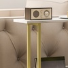 Image 6: HomCom Narrow Side Table, Chic White Marble-Effect Design