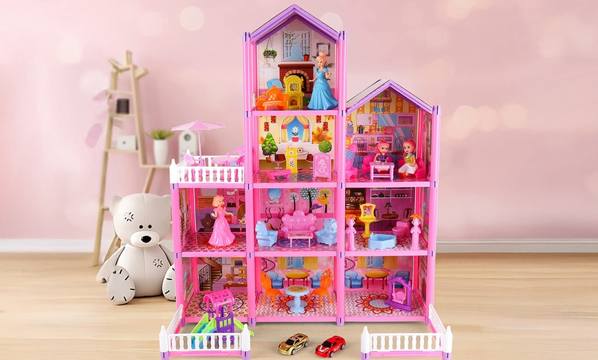 Image 6: 3D DIY Dollhouse Playset with Furniture and Figures for Kids