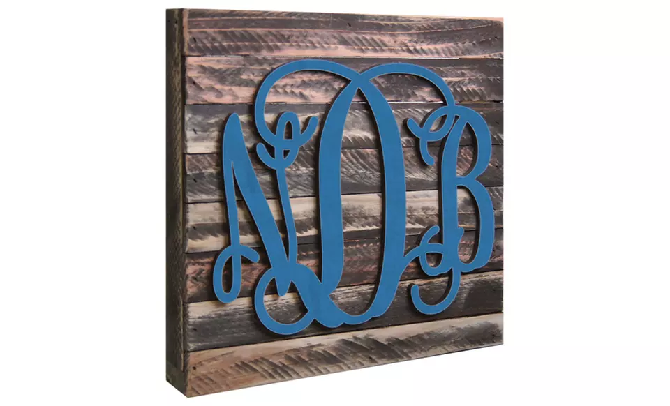 Natural or Painted Monogram Mounted on a 24"x24" Wooden Board from aMonogram Art (50% Off) - Second Medium