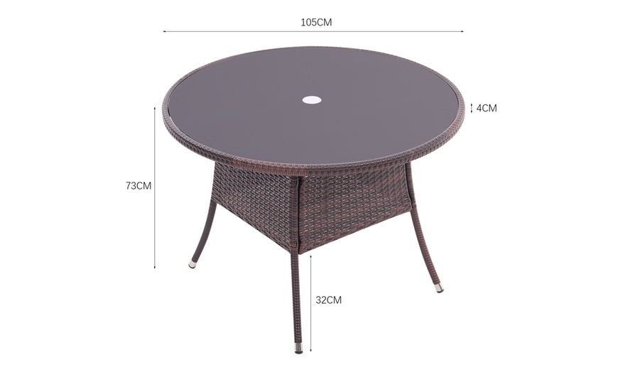 Image 3: Outdoor Garden Rattan Effect Tempered Glass Coffee Table with 6 Styles