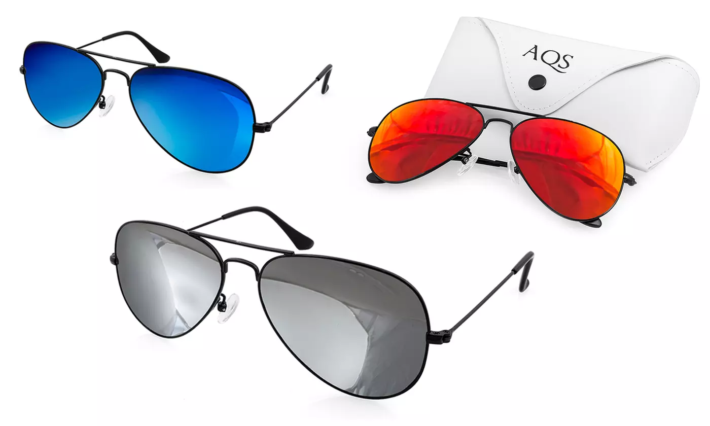 AQS Oliver Unisex Mirrored Aviator Sunglasses - Primary Image
