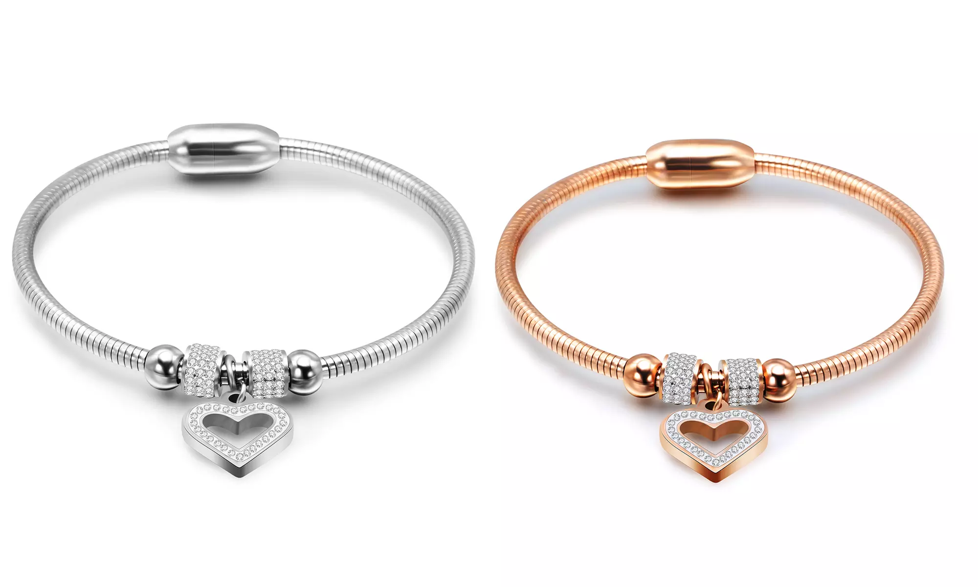 1 ou 2 bracelets à breloque "cœur" orné de cristaux Swarovski®, pour femme - Primary Image