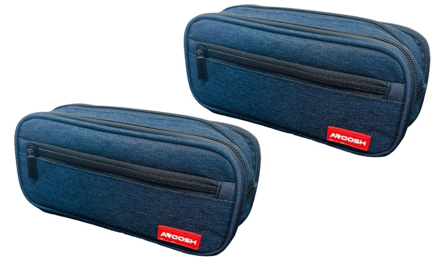 Image 8: Aroosh Triple Pocket Zipped Pencil Case