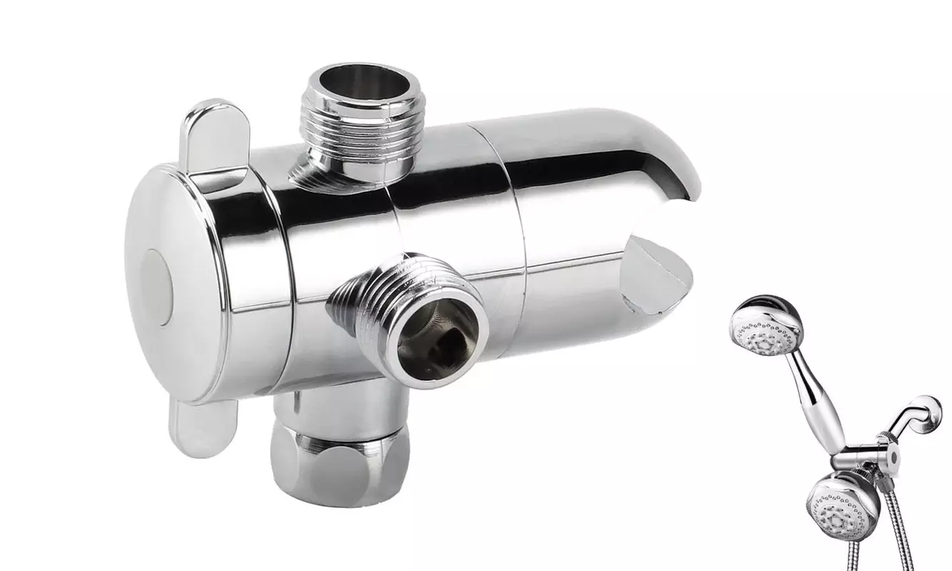 ABS Bathroom Shower Head Diverter 3-Way Valve Sprayer Arm Mount Water Separator