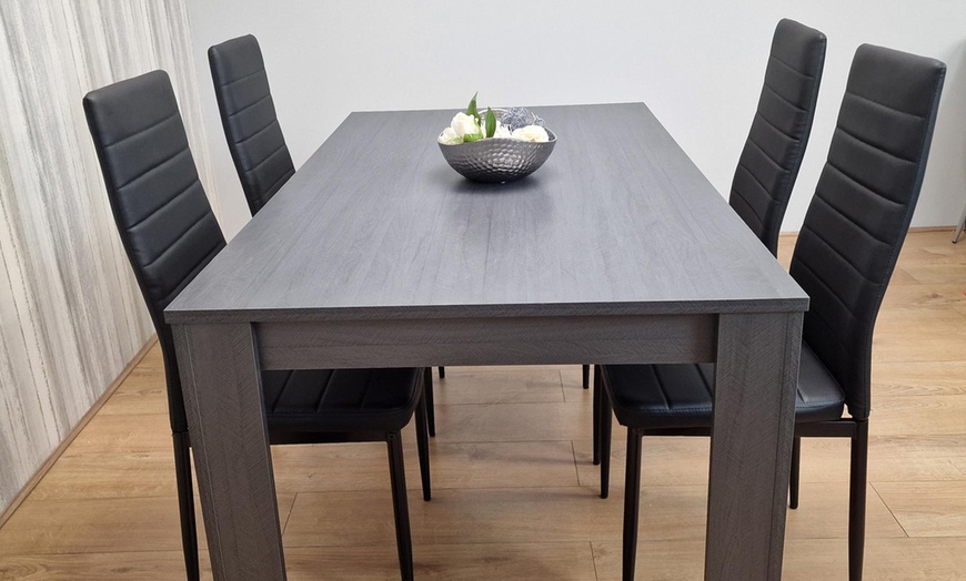 Image 4: Dining Table Set with Four Stylish Leather Chairs
