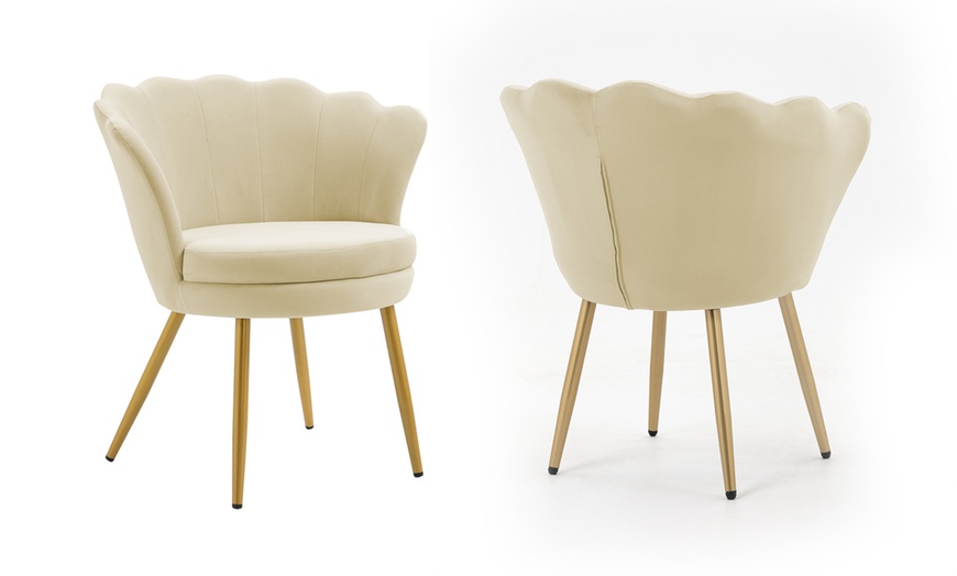 Image 20: Fluwelen schelpfauteuil