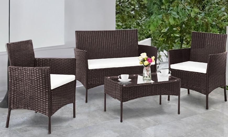 Image 5: Neo Four-Piece Rattan-Effect Garden Furniture Set with Optional Cover
