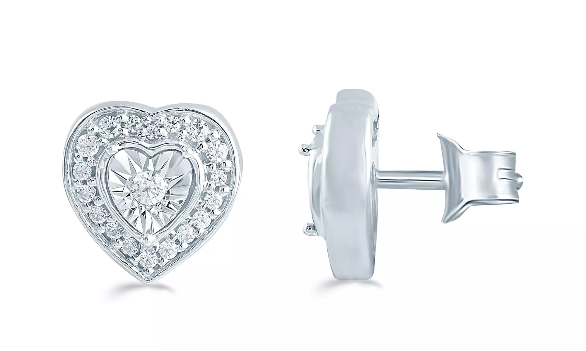 1/4Ct TW Diamond Heart Cluster Studs in Sterling Silver by Fifth and Fine