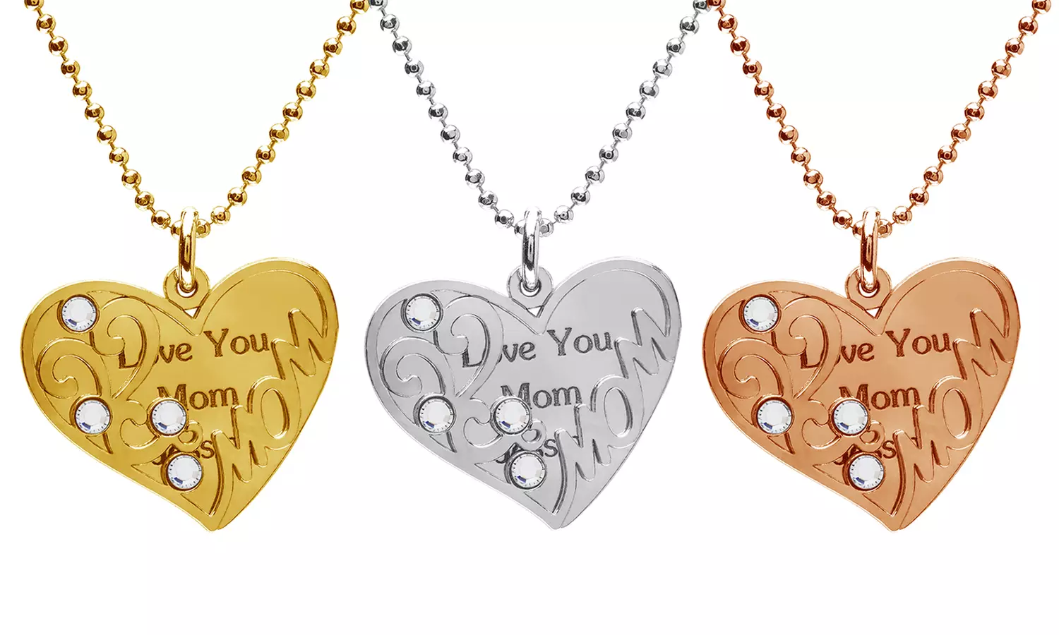 Custom Engraved Heart Pendant for Mom with Swarovski Elements Crystals from Jewells House - Primary Image