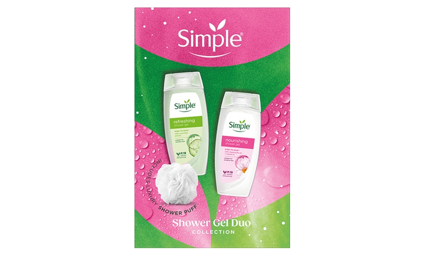 Image 3: Simple Shower Gel Duo Collection with Shower Puff Set