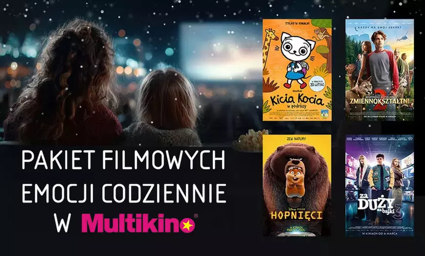 Idealny prezent! Pakiety 4,6,10 biletów na filmy 2D/3D w super fotelach w sieci kin Multikino - Primary Image