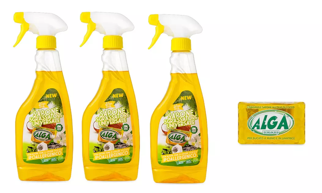 Lot de savons et produits de ménage