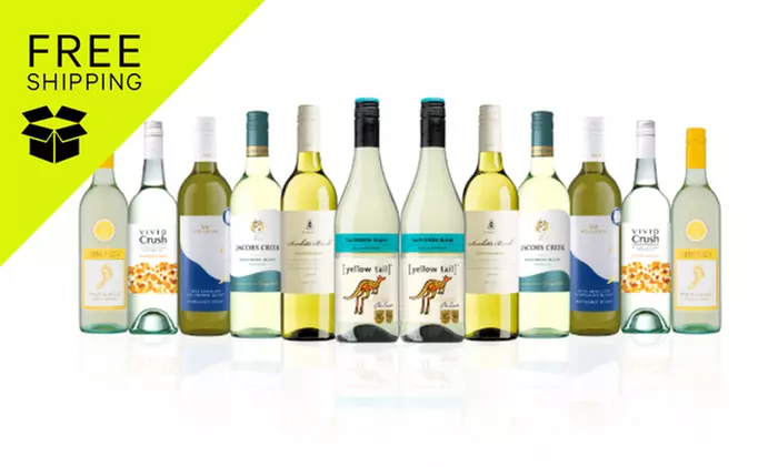 FREE SHIPPING - Aussie Mixed Whites featuring Yellowtail Sauvignon Blanc (12 Bottles) - Primary Image