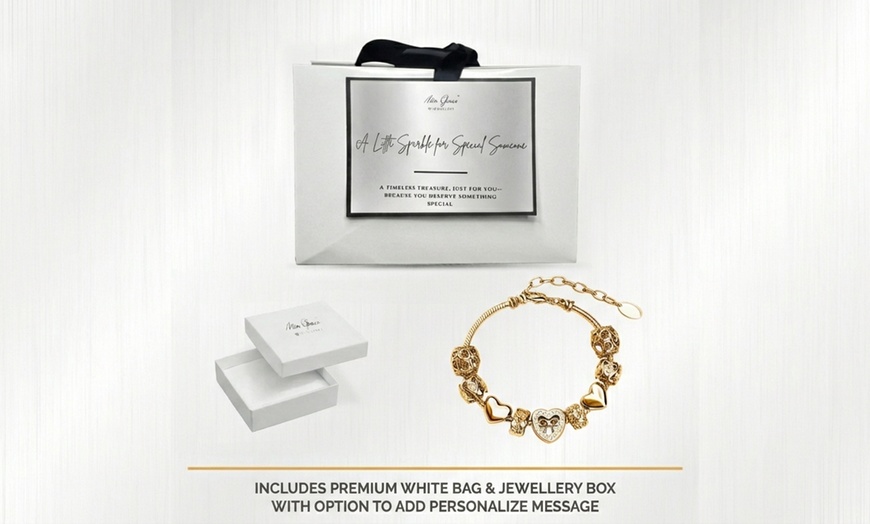 Image 15: Mia Grace Heart Charm Bracelet - 9 Charms with Austrian Crystals