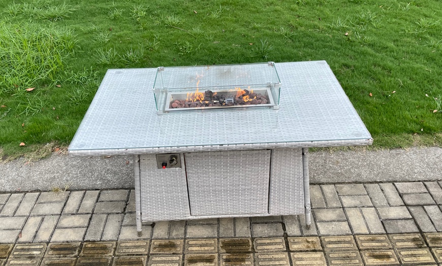 Image 4: Fimous Polyrattan-Gartenmöbel-Set mit Feuerstelle