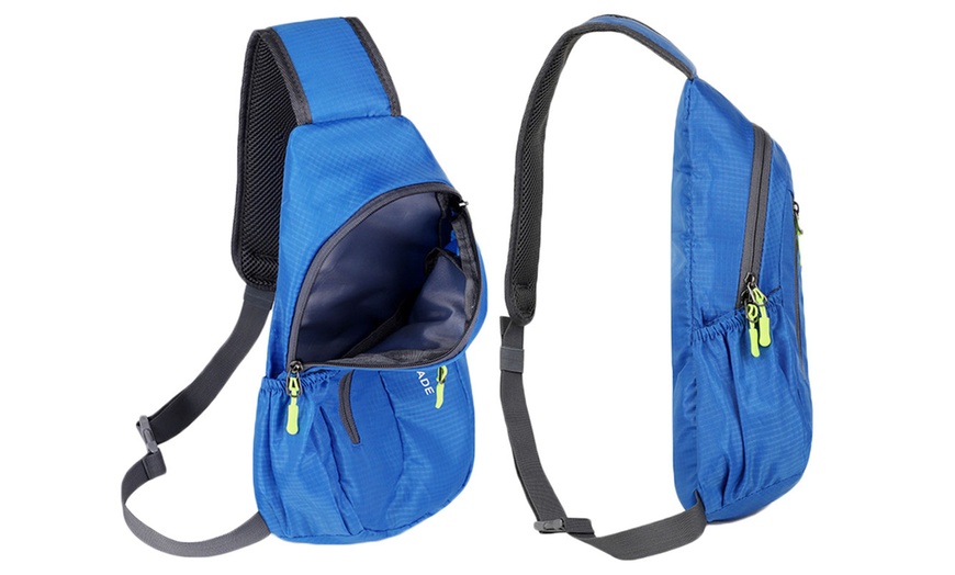 Image 12: Crossbody Zippered Sling Backpack 