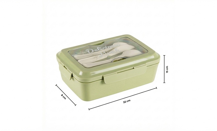 Image 8: Ensemble de 2 boîtes à lunch avec 3 compartiments et couverts