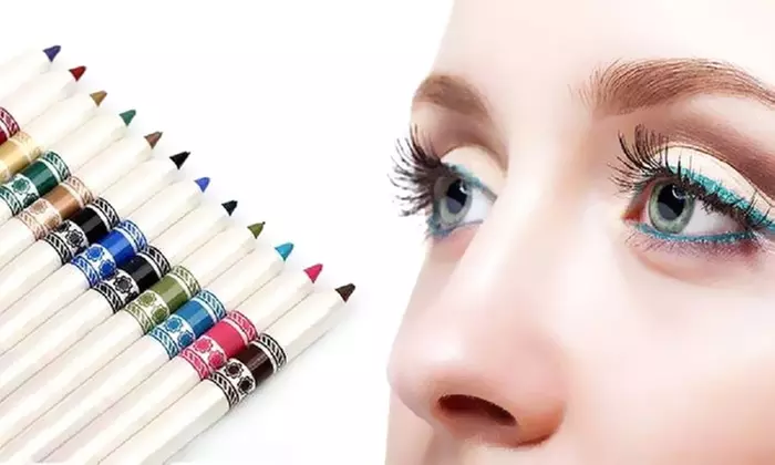 Professional Cosmetic Vivid-Colored Eyeliner Pencils (12-Pack)