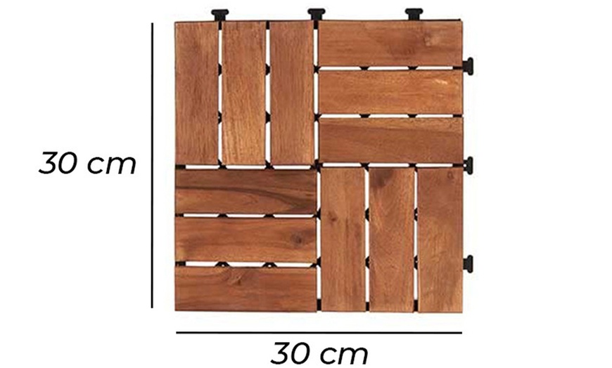 Image 3: 6er-Pack Fliesen aus Akazienholz in Honigfarbe