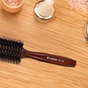 Image 1: Natural Boar Bristle Round Comb Hair Brush with Natural Wood Handle