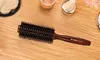 Natural Boar Bristle Round Comb Hair Brush with Natural Wood Handle