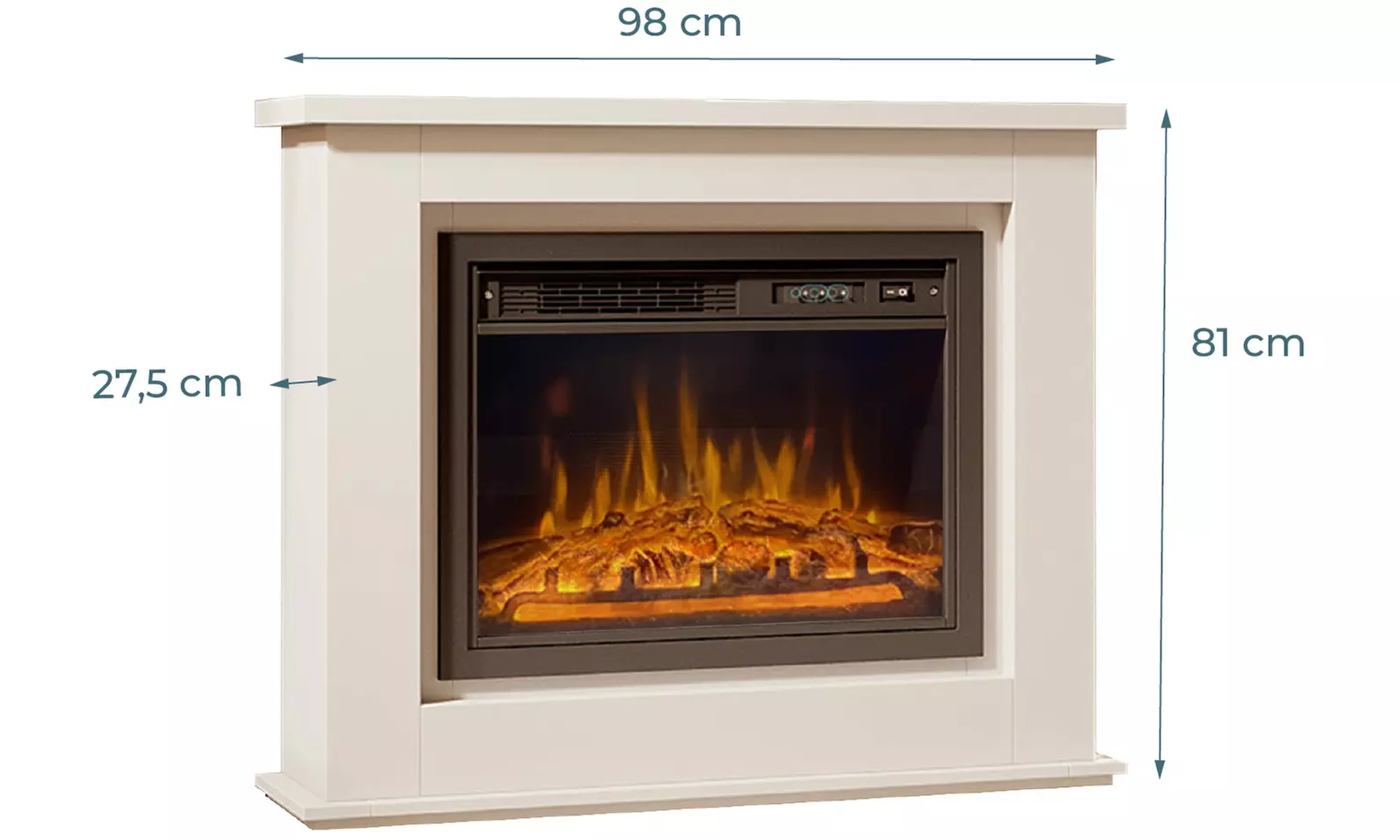 Wit meubel met ingebouwde led-haard 'Alaska', incl. verzendkosten - Second Medium