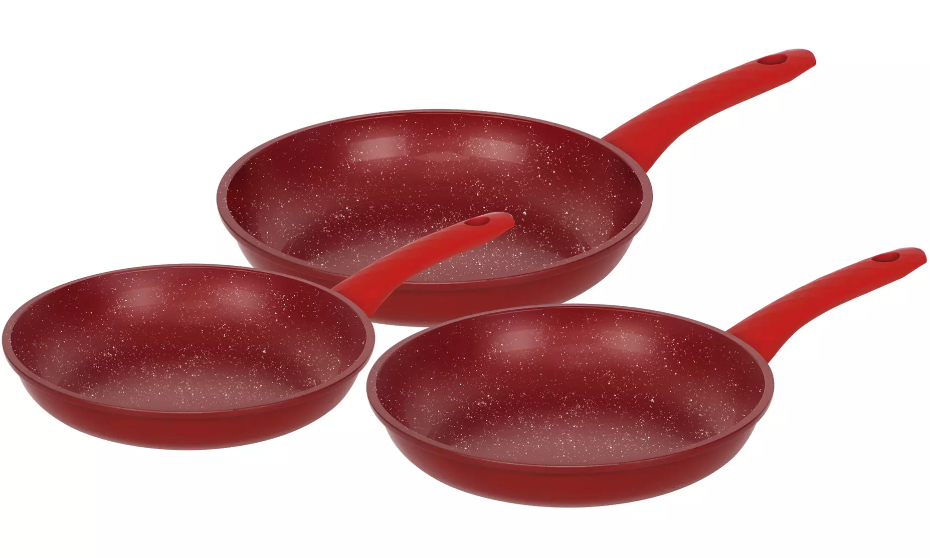 3er-Set Herzberg Pfannen mit Marmorierung in Schwarz, Rot oder Blau - Second Medium