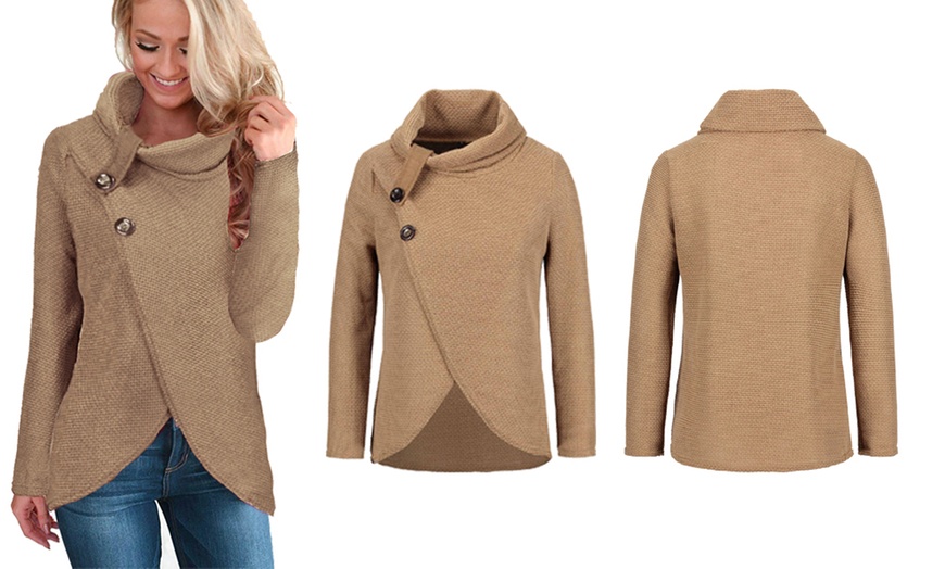 Image 5: Women's Button Cowl Neck Jumper