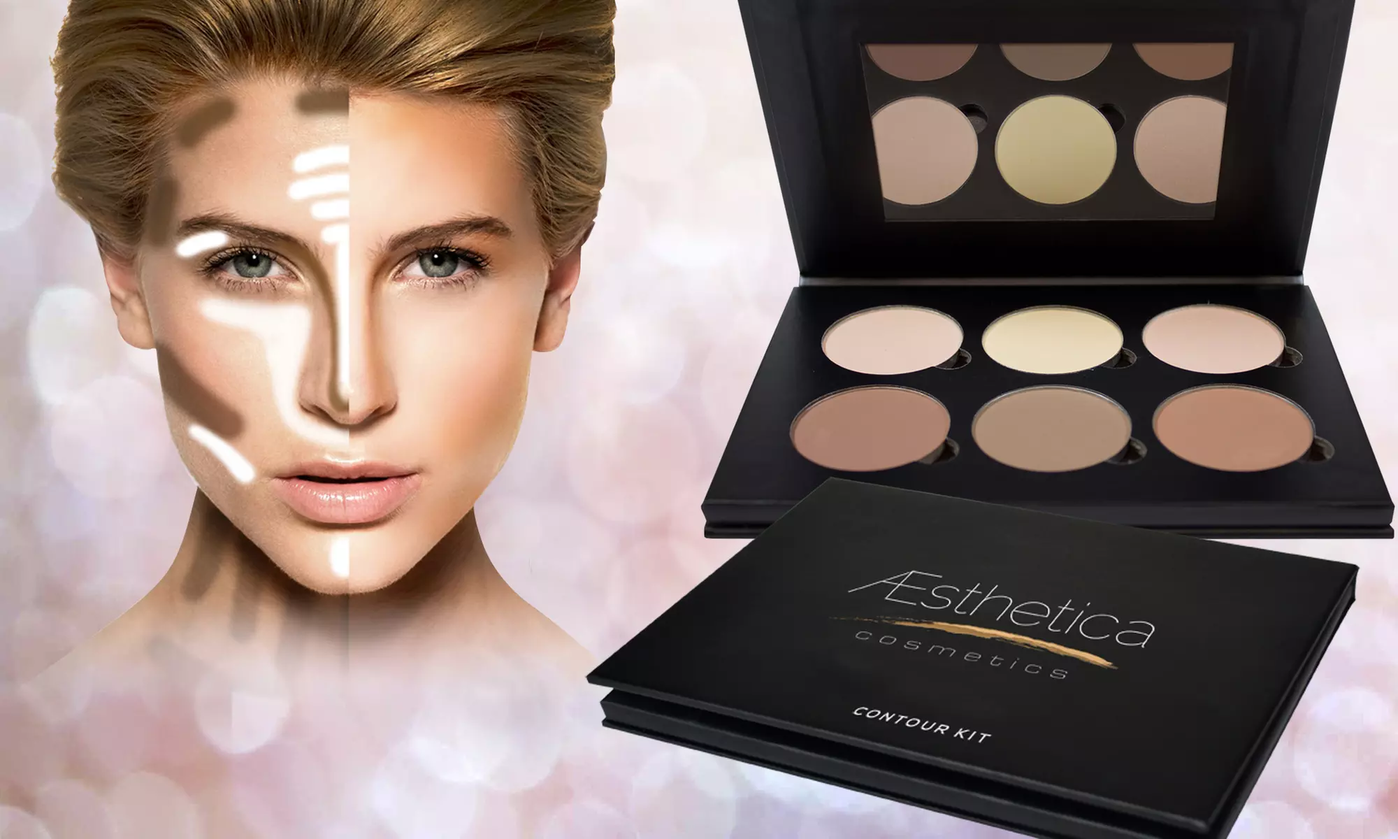 Aesthetica Cosmetics Contouring Kit or Gift Set with Angled Contour Brush from $19.99-$24.99 - Second Medium