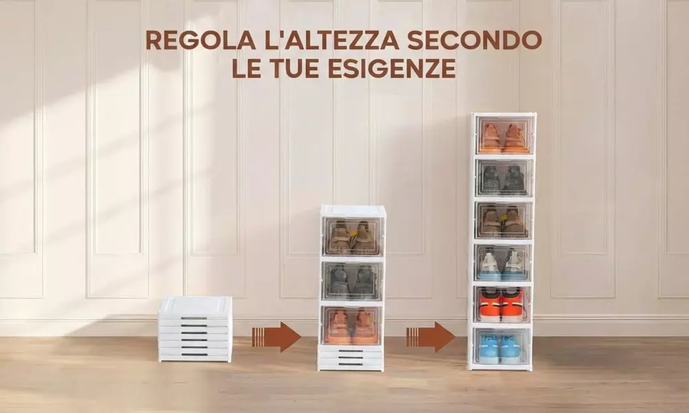 Organisateur à chaussures empilable avec 6 compartiments