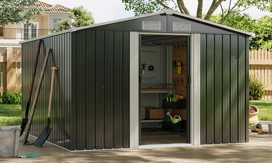 Image 25: Large Metal Garden Tool Storage Shed in 6 Styles