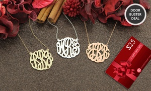 Personalized Monogram Necklace and Free $25 Gift Card