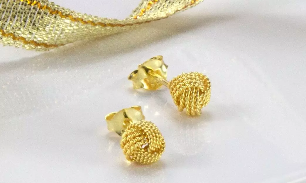 Italian 18K Gold Over Sterling Silver Love Knot Stud Earrings