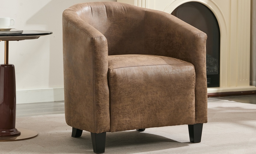 Image 1: Bronzing Fabric Tub Chair with Footstool