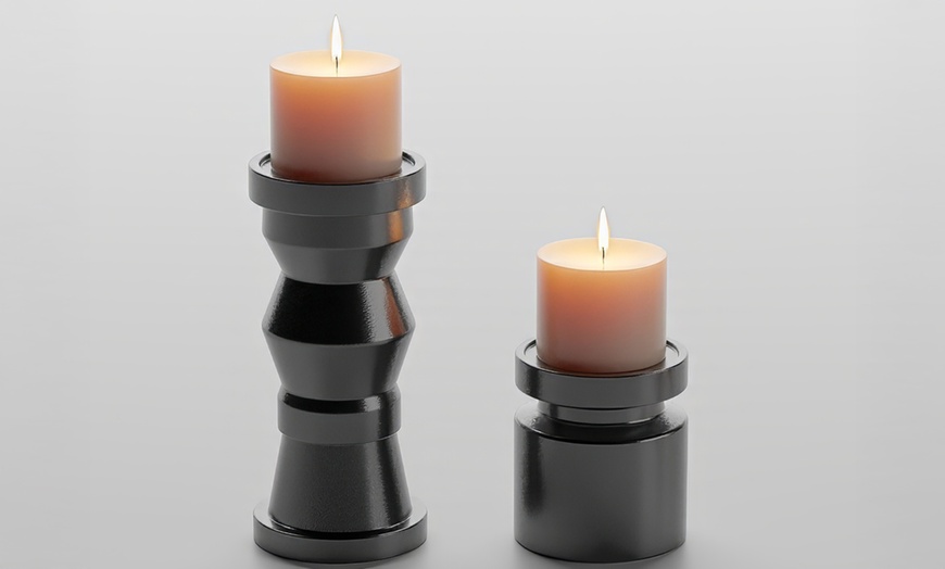 Image 1: Set de 2 bougeoirs minimalistes