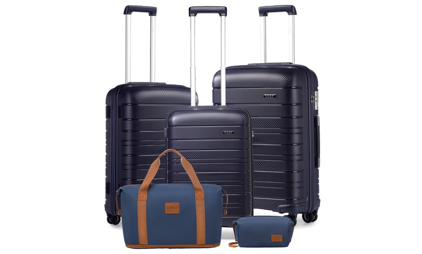 Image 2: Kono 5-Piece Suitcase Set; 20/24/28 Inch, Durable & TSA-Approved