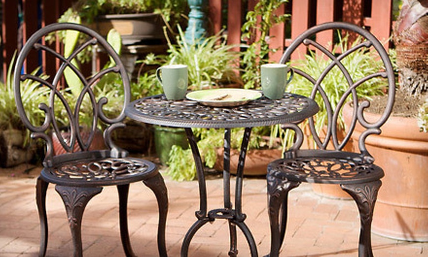 bistro set and bench