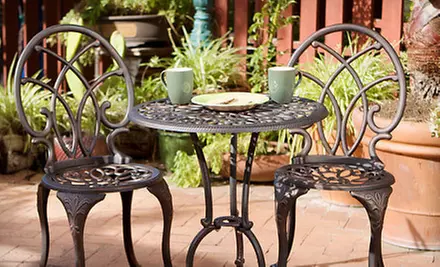 $109 for a Charming Three-Piece Aluminum Bistro Set or Patio Bench ($199 Value) - Primary Image